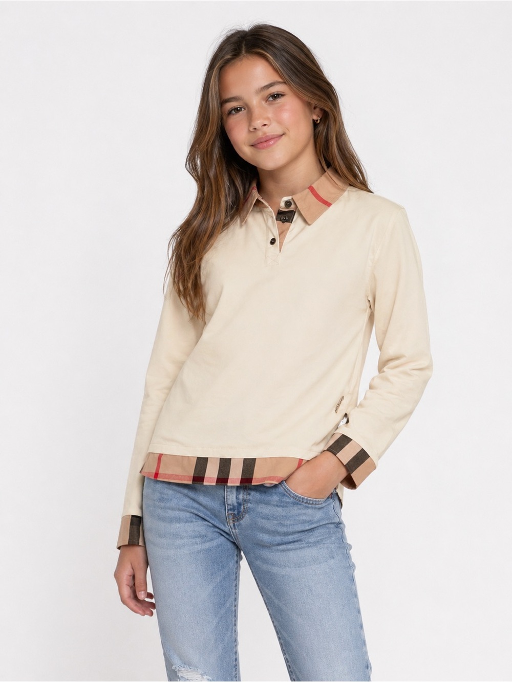 Burberry Kids Classic Check Button-Down Shirt in Beige and Black
